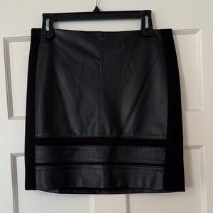 White House Black Market Black Faux Leather Mini Skirt
